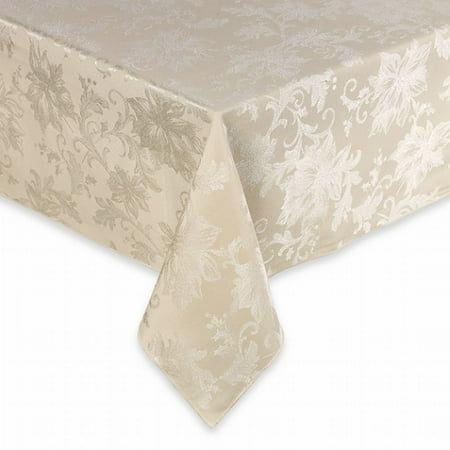 60x84 Fabric Tablecloth - BB&B Holiday Joy Ivory Damask Flower Fabric Tablecloth Table Cloth 60x84 Oblong