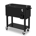 thumbnail image 2 of IVV 80Qt Portable Patio Party Bar Cart, Rolling Cooler Cart Ice Chest with Shelf and Bottle Opener, Black Freezer Incubator w/ Detachable Feet, 2 of 9