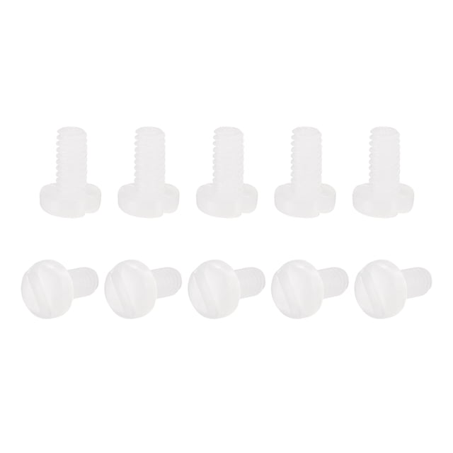 Unique Bargains Nylon Machine Screws, M2x4mm Slotted Pan Head Fasteners Bolts, White 25Pack