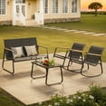 thumbnail image 5 of Noelse 4 Piece Patio Furniture Set, Textilene Conversation Set with 2 Rocking Chairs and Coffee Table, Perfect for Outdoor Patio Lawn Garden Poolside, Black, 5 of 13