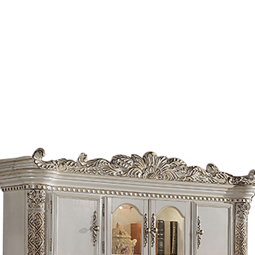 ACME Vendome Wooden Computer Desk and Hutch in Antique Pearl