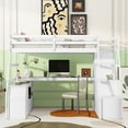 thumbnail image 2 of Bellemave Twin Size Loft Bed with Stairs and Desk, Wooden High Loft Beds Frame with 7 Storage Drawers and 2 Shelves for Kids Teens Adults (White), 2 of 9