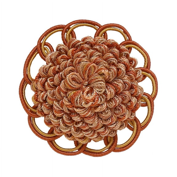 2 1/2" x 2 1/2" (6cm x 6cm) Sew-On Crown Rosette # BRROS, Cinnamon Toast Orange #6122 (Rust, Gold) Sold Individually