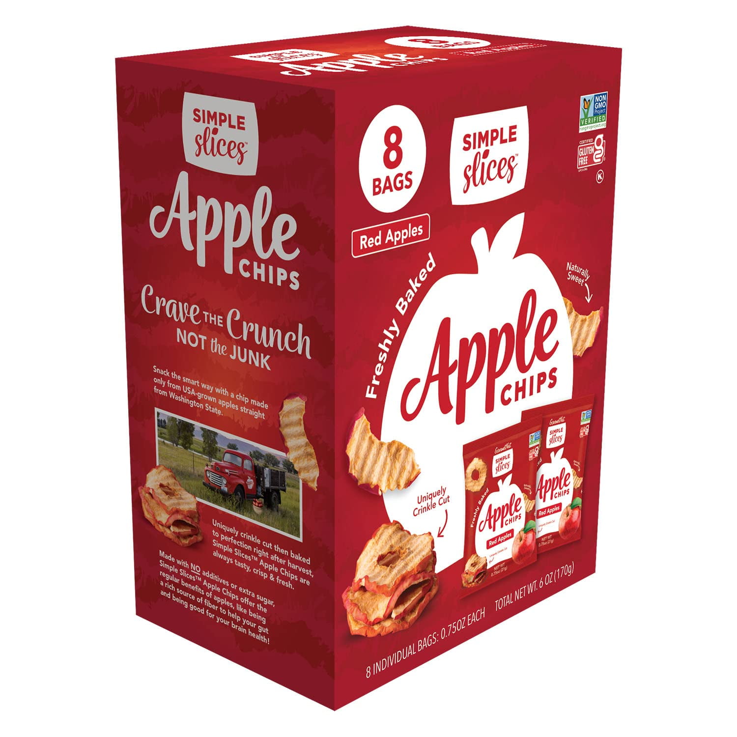 Gourmet Nut Simple Slices Baked Apple Chips, USA Grown Sliced Dried