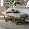 thumbnail image 6 of Baxton Studio Chenoa Gray Boucle Fabric and Walnut Brown Wood Bench, 6 of 8