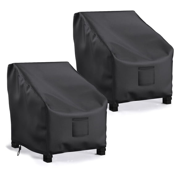 BLEJOY Outdoor Chair Covers Waterproof, 420D Heavy Duty Patio Furniture Covers, Wind-Resistant All-Weather Lawn Chair Covers for Lounge Deep Seat (33" W x 34" D x 31" H), Black, 2 Pack