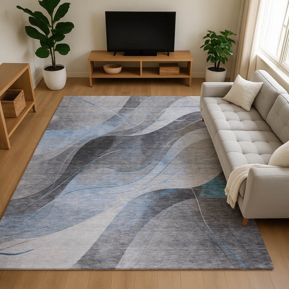 Addison Rugs Mayfield Premium Machine Washable Transitional Swirls Sky Rectangle Rug, 10' X 14' Machine Washable Transitional Swirls Sky Oversized Sherpa Throw Blanket