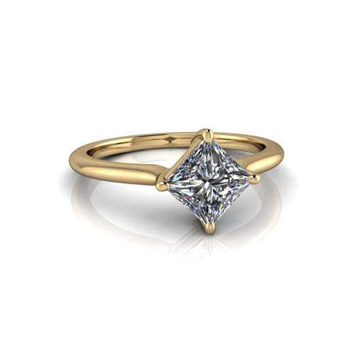 1.00 Ct Princess Cut Diamond Engagement Rings for Women Solid 18K Yellow Gold