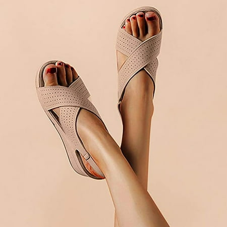 

ClodeEU Women S Wedge Sandals Cut Out Open toe Outdoor Travel Comfort Sandals Shoes