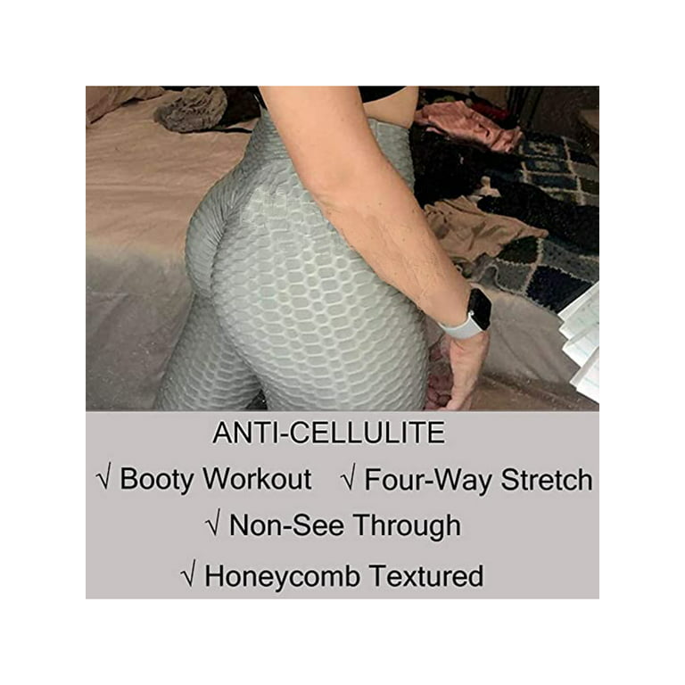 Women's High Waisted Ruched Yoga Pants Tummy Control Textured Leggings Butt  Lifting Anti Cellulite Stretchy Tights