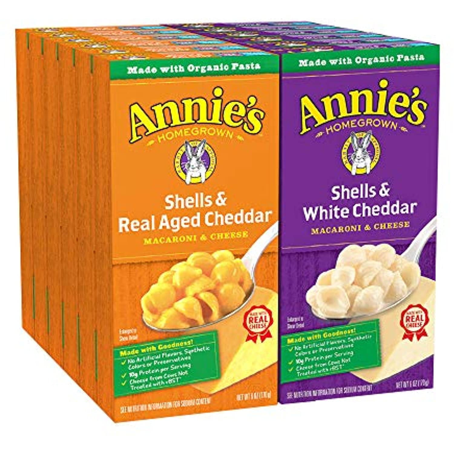 Annies Organic Macaroni And Cheese Variety Pack, Shells & White Cheddar And Shells & Real Aged