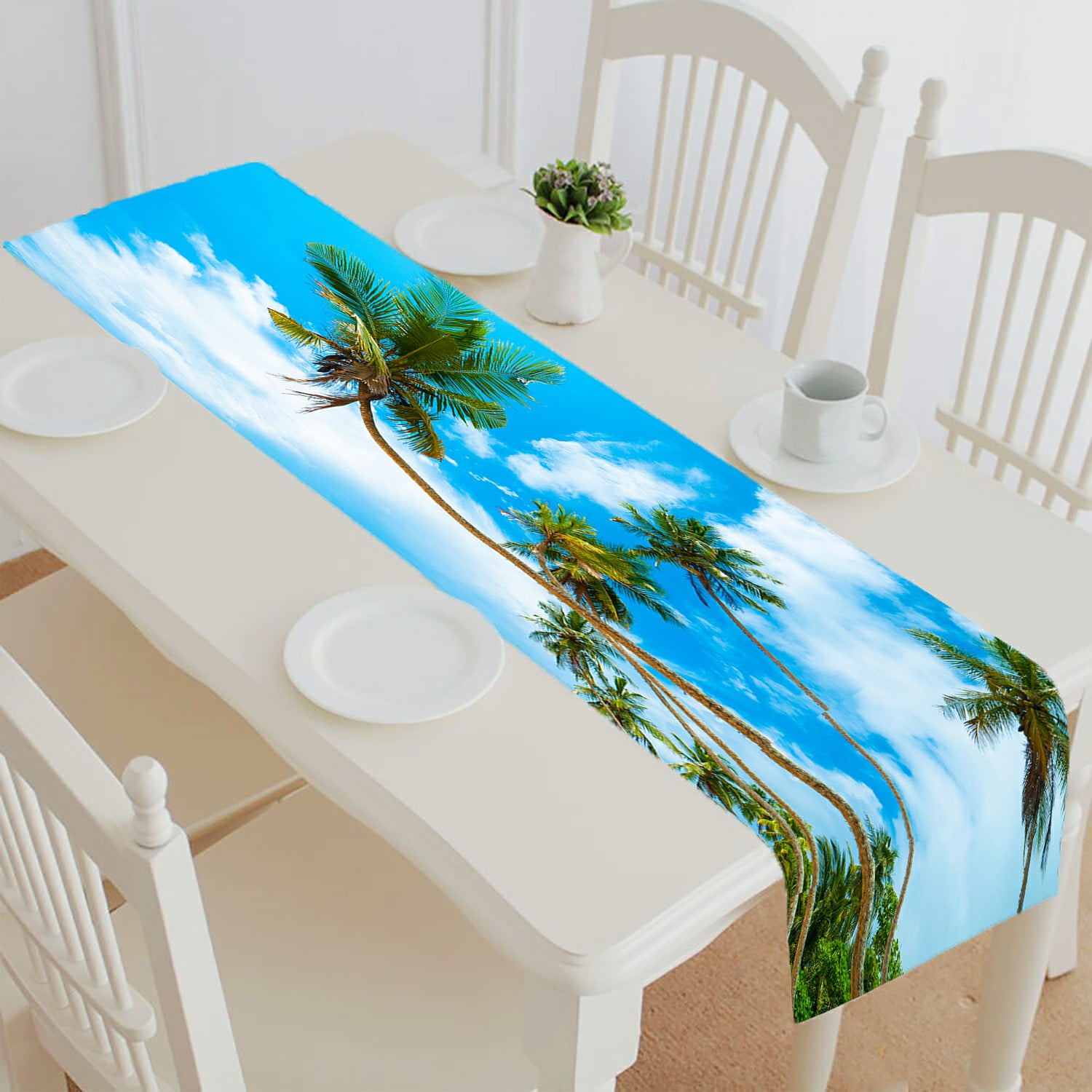 ABPHQTO Tropical Beach In Sri Lanka Young Woman Sand Table Runner