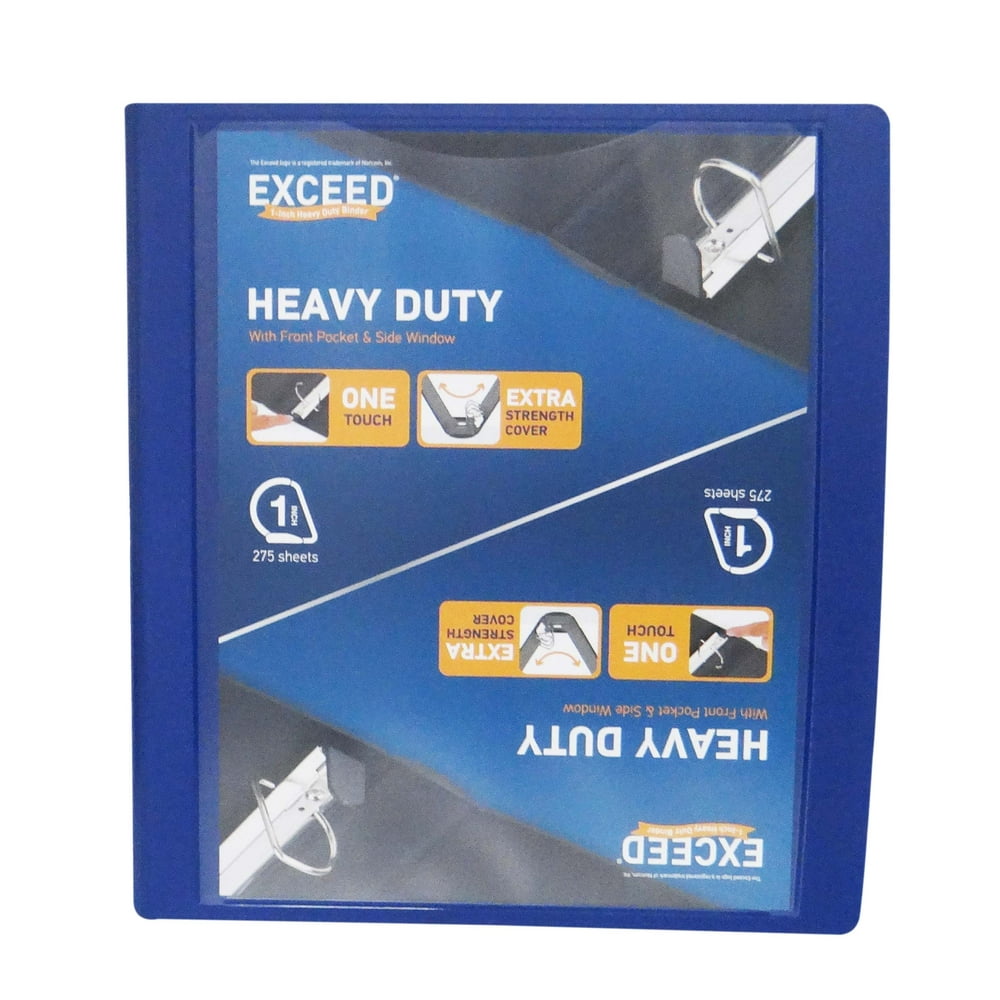 Exceed 3Ring Heavy Duty Binder, 1” Blue, Slant Ring