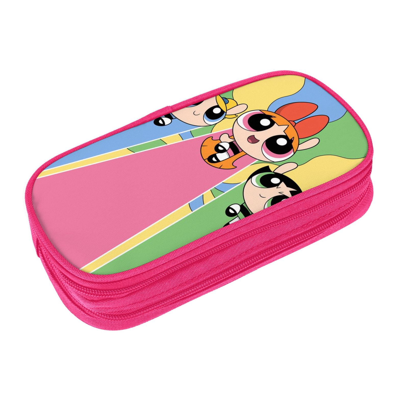The Powerpuff Gi-rls Pencil Case Large Capacity Pencil Pouch Penbag Office Stationery Organizer Travel Makeup Bag Pink