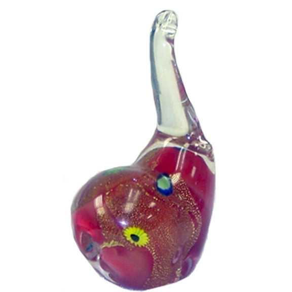 Multi Colored Trunk Up Glass Elephant Figurine