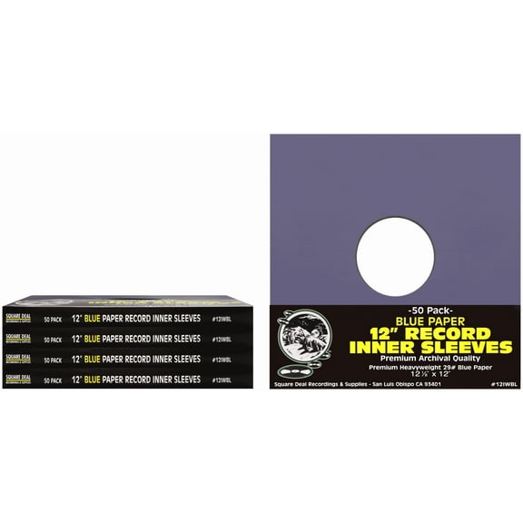 (250) Blue Paper Super Heavyweight 12" Record Inner Sleeves with Center Hole - 12IWBL