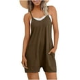 thumbnail image 4 of Yghzkop Women's Summer Sleeveless Short Romper Jumpsuit Solid Color Casual Straps Comfort Fit Beach Cover Up Resort Wear Lounge Outfit Nightwear, 4 of 6