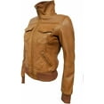 thumbnail image 2 of Women's Genuine Tan Lambskin Leather Jacket Motorcycle Slim fit Biker Jacket W482, 2 of 4