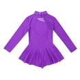 thumbnail image 4 of Aiihoo Girls Mock Neck Long Sleeves Dance Dress Tulle Splice Roller Ice Figure Skating Dress Ballet Dancewear Purple 8, 4 of 7