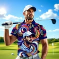 thumbnail image 4 of HOMYGIFTS Men’s Golf Polo Shirt – Custom Golfer Art Design with Colorful Mosaic Pattern, 4 of 14