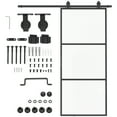 thumbnail image 2 of HOMCOM 36" x 84" Sliding Door with Hardware Kit, Handle, & Track, Industrial Frosted Tempered Glass Door with Carbon Steel, Easy Installation, 2 of 9