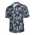 thumbnail image 1 of Camisa informal de manga corta estampada de moda para hombre azul marino XXL para playa con cuello vuelto para viajar, 1 of 5