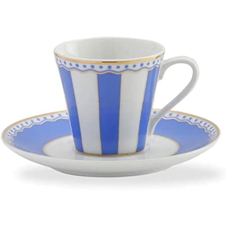 Noritake Circus Carnivale Espresso cup  saucer 3 oz blue