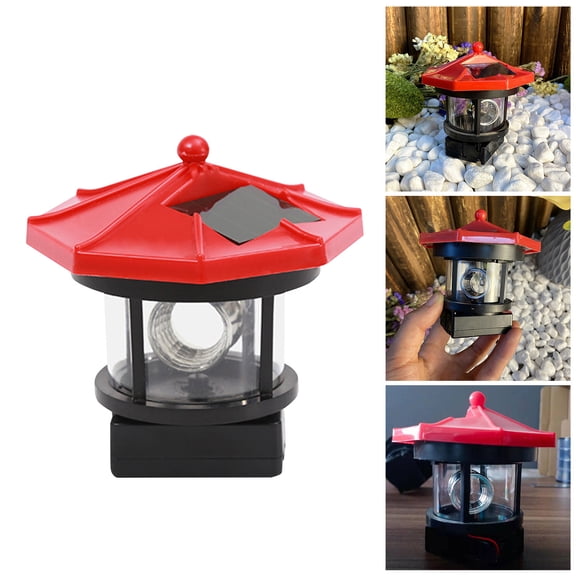 Liaiai Solar Powered Rotating Lighthouse LED Light, Waterproof Garden Patio Yard Decorative Landscape Lighting