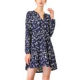 thumbnail image 1 of INSPIRE CHIC Robe Décontractée à Manches Longues et Col en V à Fleurs pour Femmes avec Taille Cintrée, 1 of 6