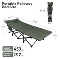 thumbnail image 3 of Dark Green Camping Cot For Adults With Cushion And Pillow Portable Folding Bed Lightweight Tent Cot With Carry Bag Supports Up To 450 Lbs, 3 of 7