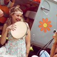 thumbnail image 4 of 10 Inch Hand Held Tambourine Birch Metal Bell Percussion Educational Musical Instrument for Karaoke Party Kids Games, 4 of 4