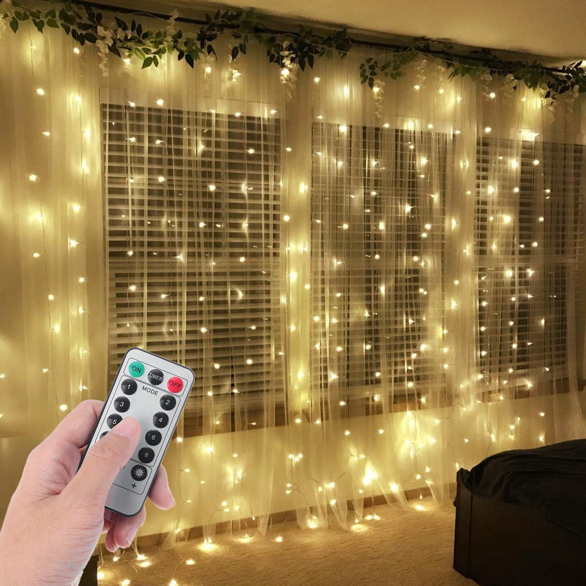 9.8Ftx9.8Ft 300pcs LED Curtain Lights, Wall Window Curtain