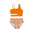 thumbnail image 4 of Swimsuit for Girls Girl's Stylish One Shoulder Ruffle Two Piece Bikini Set Baby Girl Bathing Suit Orange 3-4 Years, 4 of 4
