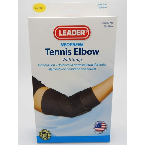 LEADER Tennis Elbow Support with Strap Black Large Pack of 1