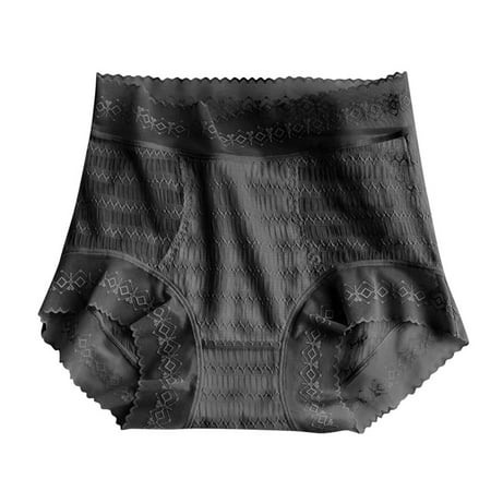 YHGFVOKJ Womens Underwear Seamless Plus Size Lace Mid High Waisted Panties Casual Comfortable Solid Color Triangle Briefs Thongs Women s Underwear Seamless Black XL