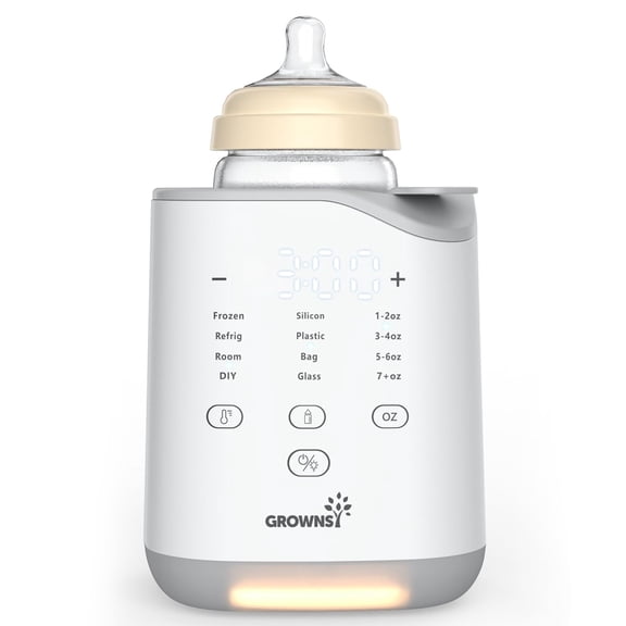Grownsy NightEase Pro Bottle Warmer for Night Breastfeeding | Fast & Even Water Bath Heating with Nutrients Preserved, Soft Night Light, Precise Temp, 10-In-1 Baby Bottle Warmer