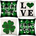 thumbnail image 1 of Juego de 4 fundas de almohada para el día de San Patricio, 18 x 18, color verde primavera, 1 of 5