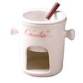 thumbnail image 1 of Ceramic Fondue Pot Set for Chocolate & Cheese, Tealight Powered Melting Warmer with 1 Fork for Parties, 1 of 10