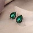 thumbnail image 2 of Wedure Wedding Teardrop Austrian Crystal Stud Earrings for Bride, Elegant Party Prom Style Studs Halo Earrings for Women Green Black-Tone, 2 of 5