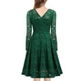 thumbnail image 4 of ROMANCE VICTORY Women's V Neck Long Sleeve Vintage Floral Lace Party Cocktail Pencil Dress, 4 of 10