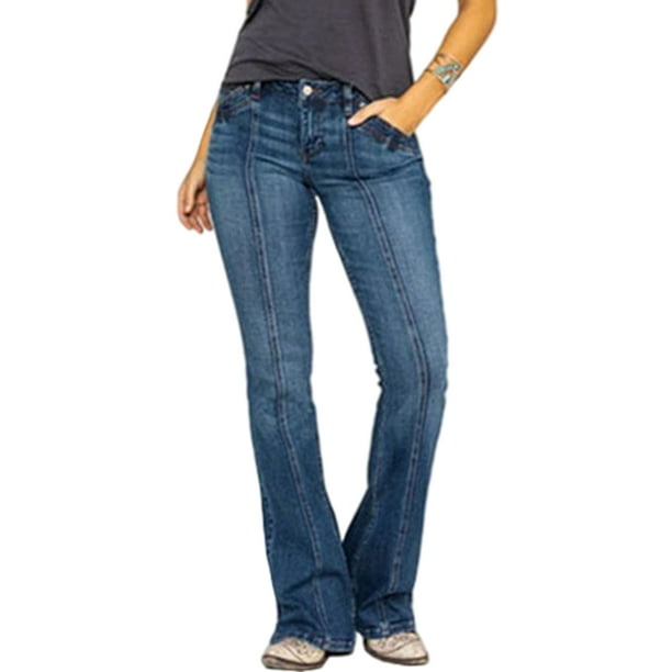 Women Jeans High-Rise Bell Bottom Flare Jeans Broad Feet Long Denim Pants  For Women New 