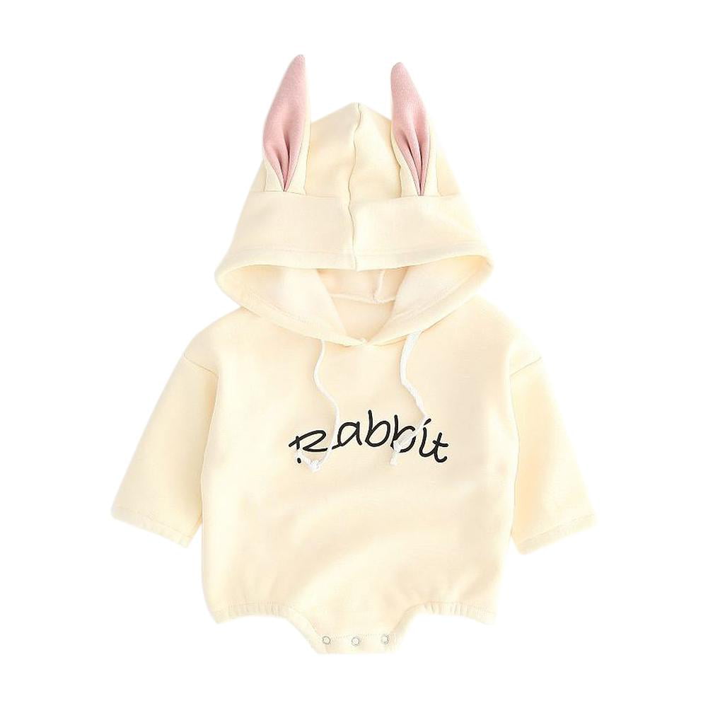 Newborn Baby Girl Spring Autumn Clothes Long-Sleeve Hooded Letters Jumpsuit Heiß 