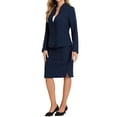 thumbnail image 4 of Conjuntos de falda INSPIRE CHIC para mujer, traje sin cuello, blazer y faldas lápiz, 2 piezas, atuendos elegantes, XS, azul oscuro, 4 of 6