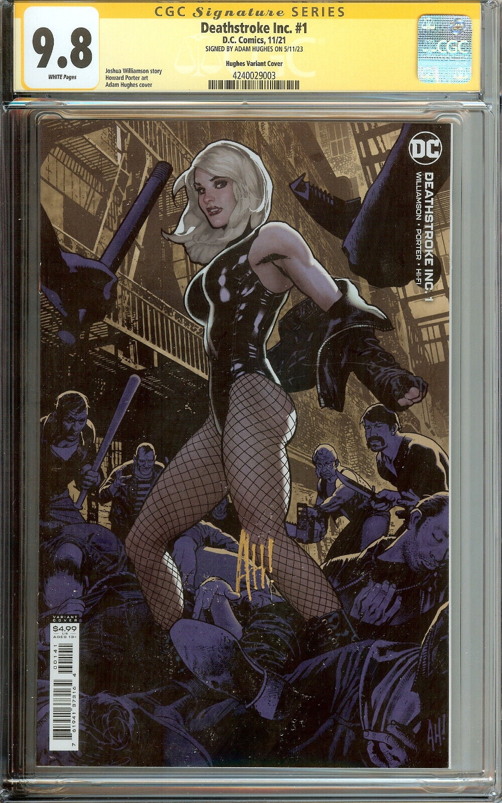 Deathstroke Inc. #1 #1 CGC 9.8 Signed Adam Hughes Variant Cover