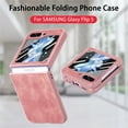 thumbnail image 3 of Nalacover for Samsung Galaxy Z Flip5 Slim Folding Case with Screen Protective Film, Skin-Feel Vintage Premium PU Leather Shockproof Anti-Scratches Cover for Samsung Galaxy Z Flip5,Pink, 3 of 11
