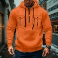 thumbnail image 2 of Evdexr Quarter Zip Pullover Mens Big and Tall Tactical Hoodies Fall Long Sleeve Drawstring Athletic Hoody Winter Kangaroo Pockets Weighted Loose Fit Sweatshirt Orange M, 2 of 7