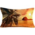 thumbnail image 2 of Tropical Summer Beach Pillow Covers 12x20 Inch Hawaii Plant Exotic Sunset Landscape Coconut&nbsp;Palm Tree Throw Pillow Cases Cotton Linen Ocean Watercolor Home Outdoor Decor Cuhsion Cover 4 Pack, 2 of 6