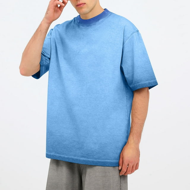 breaise T-shirts à Col Rond Actifs pour Hommes, Hauts d'Été en Coton, Course Athlétique, Gym, Entraînement, T-Shirt à Manches Courtes, Hauts Bleu TG, Aubaines Mode