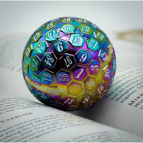 Rainbow Metal d100 | 100-Sided Die | Dungeons and Dragons | Metal DnD Dice