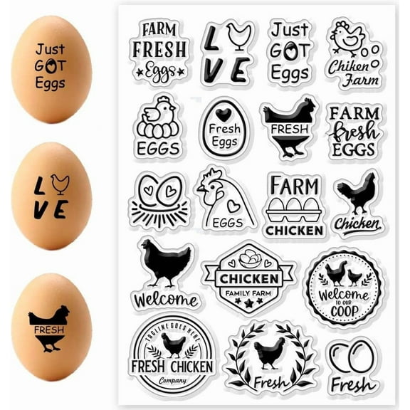Chick Eggs Clear Stamps Chicken Transparent Silicone Stamps DIY Scrapbook Supplies Card Making Scrapbook Supplies Card Album Decoration Embossed Paper 6.3x4.3Inch Platinum